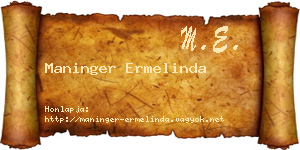 Maninger Ermelinda névjegykártya